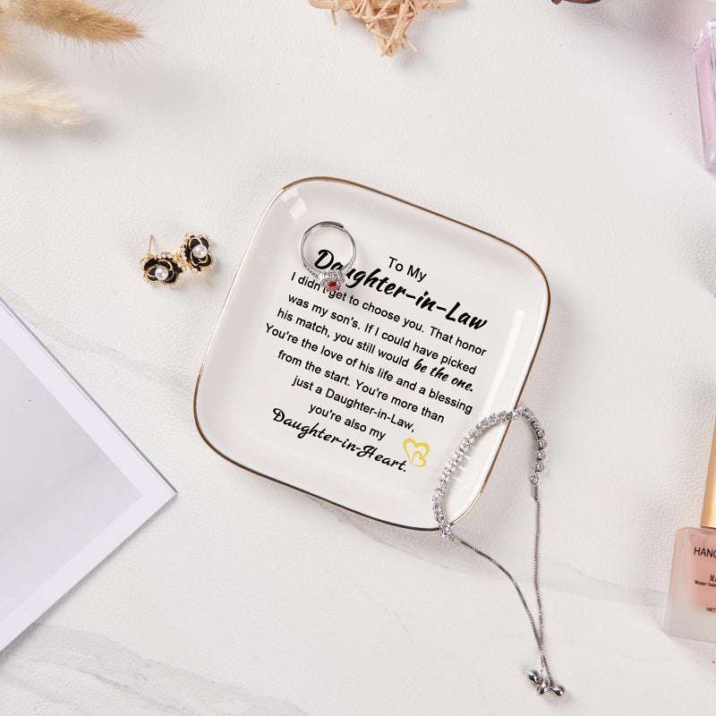 Piudee Daughter in Law Gifts from Mother in Law  Jewelry Dish Ring Trinket Dish for Daughter in Law Birthday Valentines Mother's Day Christmas Wedding Gift for Daughter in Law - Image 4